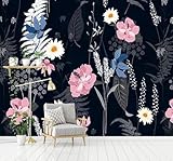 Tzxztt Dibujo A Mano Bello Onírico Arte Flores Y Pájaros Papel Pintado 3D Seda Texturizada Primera Calidad Neutros Material Ideal Para SalóN Dormitorio-350cm×256cm