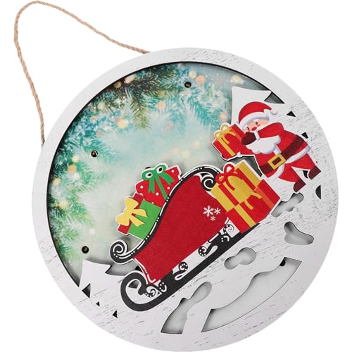 Yardenfun Cartel Navideño Colgante de Madera con Luz para Decoración de Puerta Signo de Navidad para Entrada Sala de Jardín