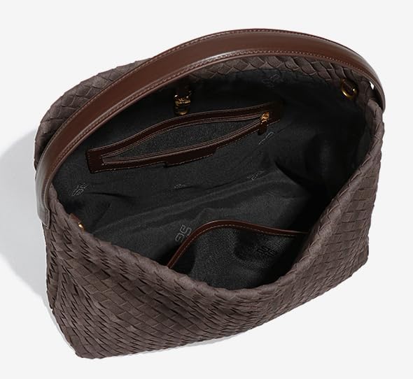 Woven Suede Shoulder Bag for Women Suede Hobo Bag Tote Elegant Handbag Satchel for Work Travel - Image 6