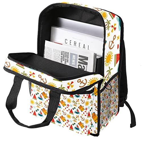 Sac à dos garçon imprimé carlin rayé bleu et blanc avec sangles modulables
