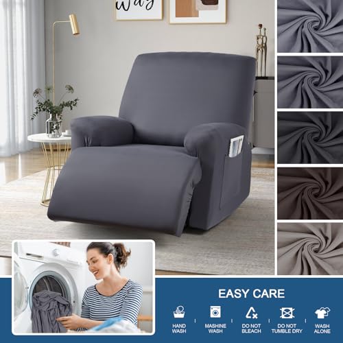 Image of TAOCOCO Recliner Chair Covers 4-Pieces for Oversized Recliner, Stretch Recliner Slipcover for Large Recliners Washable Polyester Soft Fabric Furniture Protector (Oversized Recliner, Dark Gray)