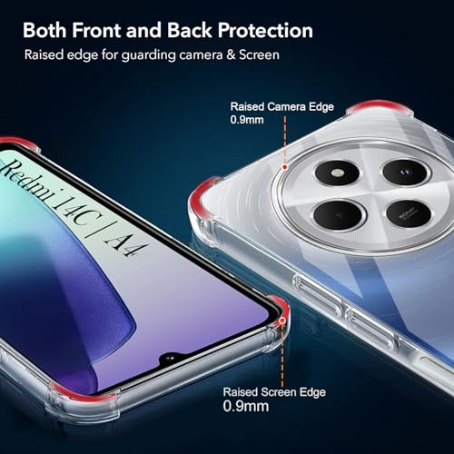 Image of Jkobi Shockproof Crystal-Clear Back Cover for Redmi A4 5G | Xiaomi Redmi 14C (Anti Yellow Case | Drop & Camera Protection | Hard Polycarbonate)
