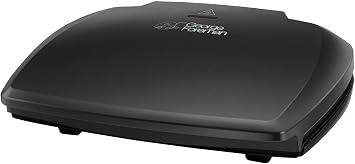 George Foreman Large Electric Grill [Non stick, Healthy, Griddle, Toastie, Hot plate, Panini, BBQ, Energy saving, Vertical storage, Easy clean, Drip tray, Ready to cook light] Black, 2400W 23440 [Energy Class A]