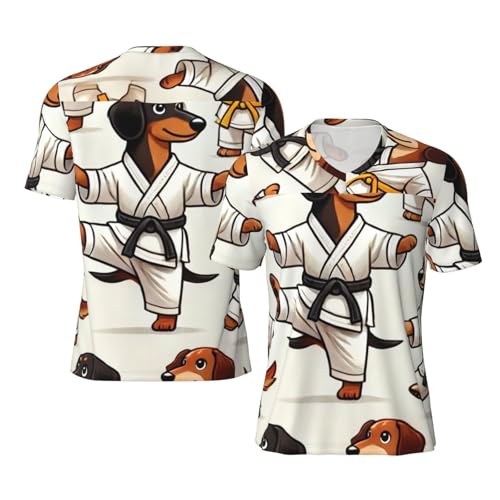 Stylish Athletic Sports Jersey Kawaii-Judo-Dachshunds Men's Rugby Jersey X-Large Black