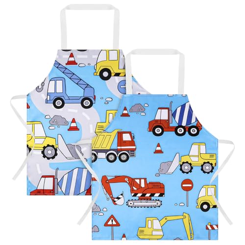 ABOHU kinder kochschürze abwaschbar, Kinderschürze mit Cartoon Muster, Backschürze Kinder für Jungen Mädchen, Küchenschürze für Kleinkind Kochen Backen Malerei Party