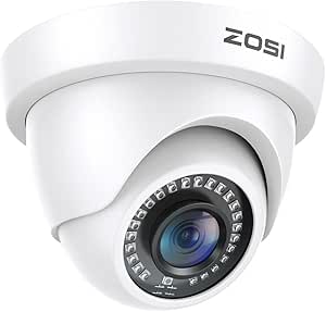 ZOSI 2MP 1920TVL Hybrid 4 in 1 TVI CVI AHD CVBS Security Camera,1080P HD Weatherproof Outdoor Indoor Surveillance Cam,Night Vision,For 960H,720P,1080P,5MP,4K analog DVR - White asin的图片
