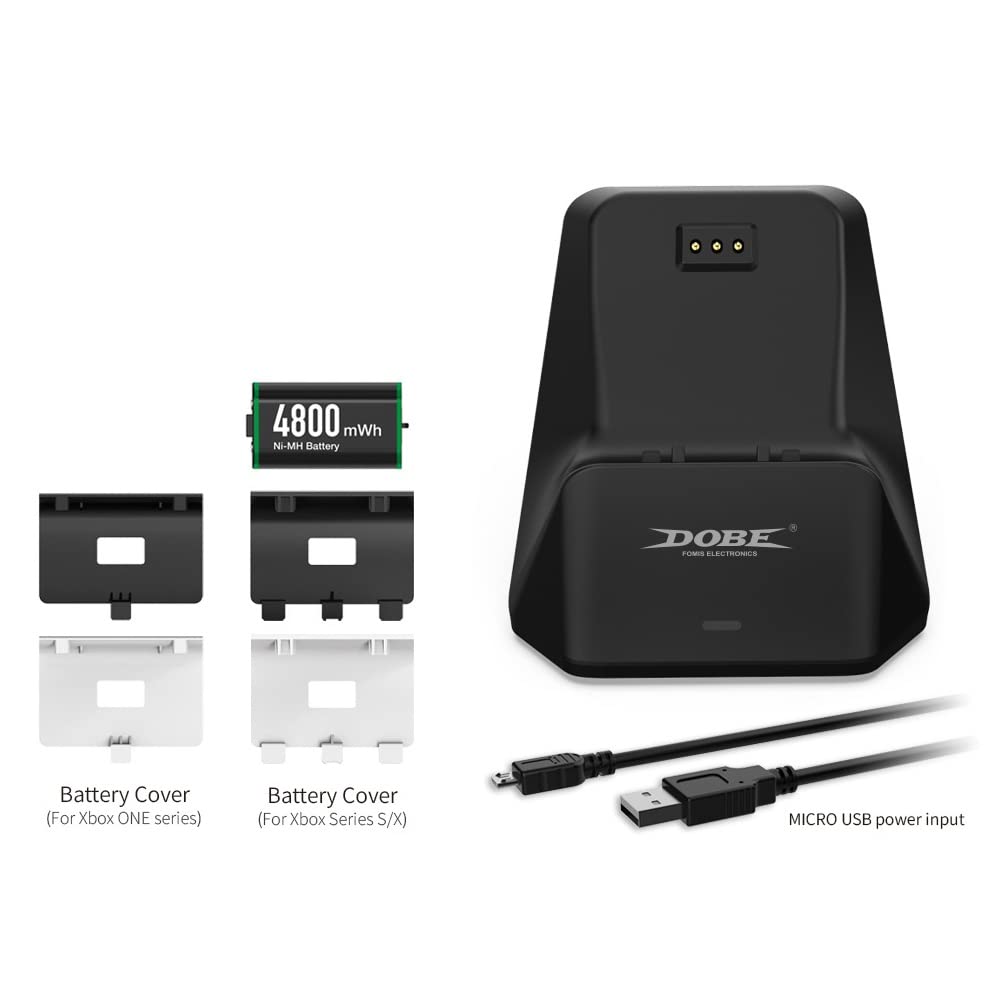 Stazione di ricarica per controller singolo Gamepad con 1 PC 4800mAh batteria ricaricabile, supporto per dock di ricarica Gamepad per Xbox One S/X e Series S/X
