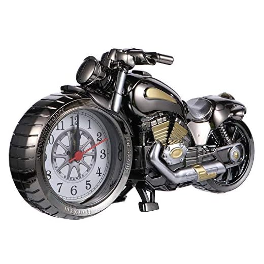 Vintage Desk Clock Motorcycle Tabletop Clock Non Ticking Battery Operated Desk Shelf Clocks Motorcycle Sculpture for Home Office Desktop Shelf Decor Ideal for Men Friend