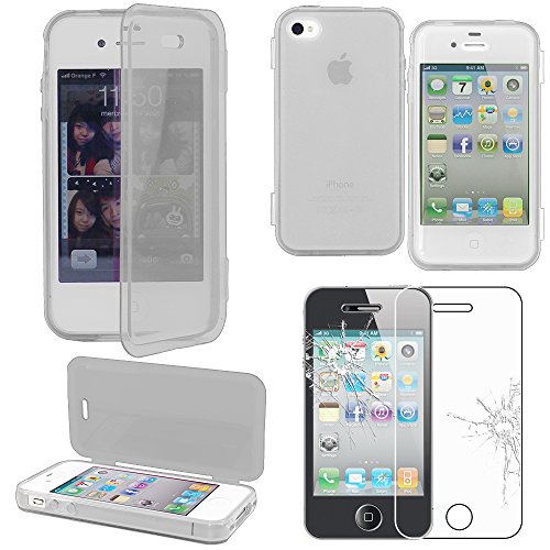 ebestStar   Funda Compatible con iPhone 4, 4S Carcasa Cartera Proteccion Formato Libro, Silicona Gel Case Shock Absorción, Transparente + Cristal Templado Protector Pantalla