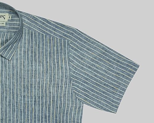 Image of GHPC 100% Cotton Striped Half Sleeves Regular Fit Formal Shirt for Men