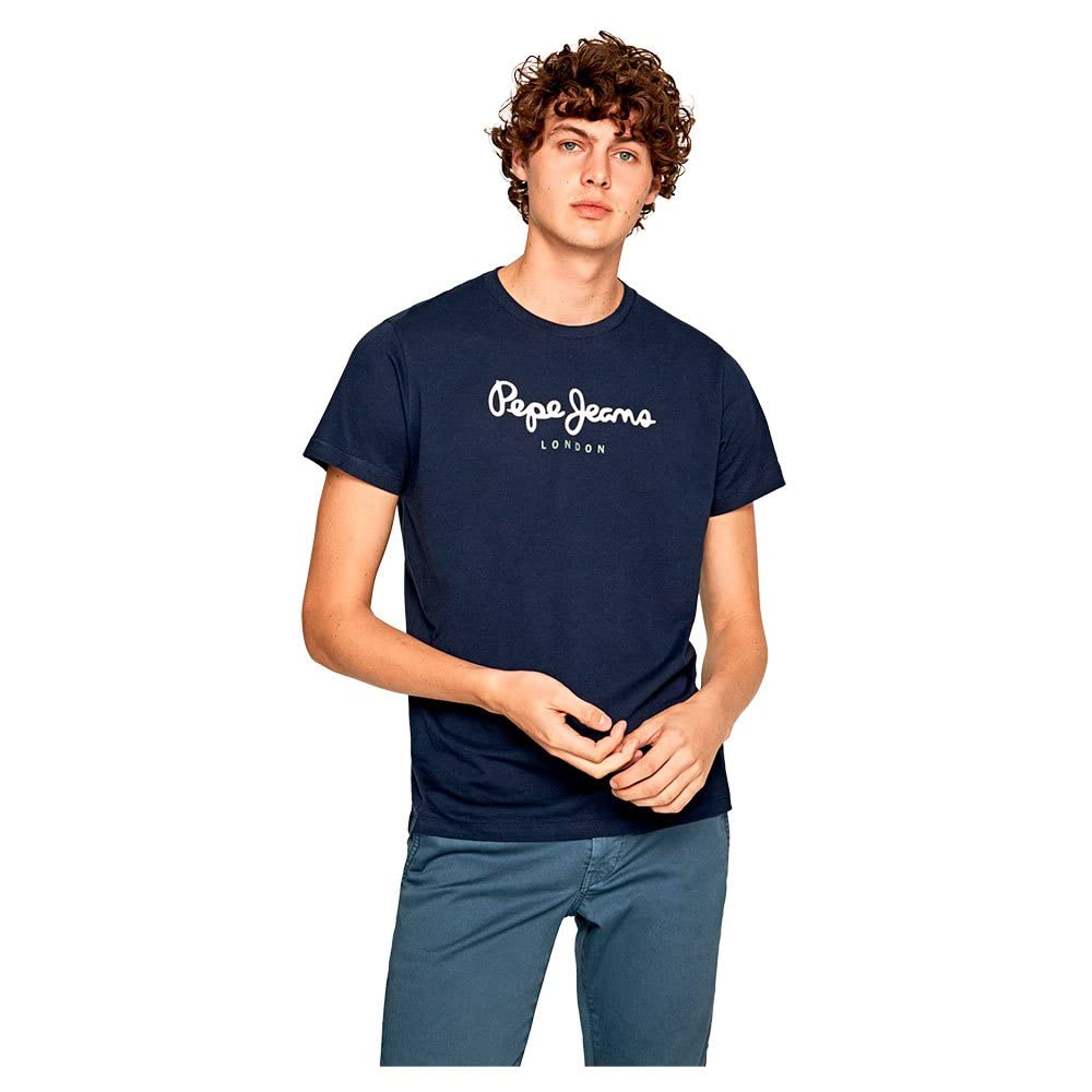 Pepe Jeans Eggo Crew Neck T-Shirt Men's Navy Blue Extra Small