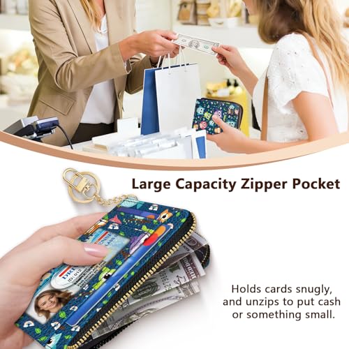 Image of GIANCOMICS Slim Wallet Credit Card Holder Women, Owls Rfid Blocking Small Card Case, Keychain Thin Pocket Curved Zipper Wallet, Travel Card Holder PU Leather ID Window, Ladies Female Gifts