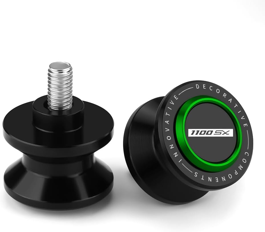 Motorcycle M8 Swingarm Spools Slider Compatible With Ninja 1100SX 2024 2025 | Swing Arm Stand Screws Bobbins NInja1100SX Ninja1100 SX Accessories (Green)