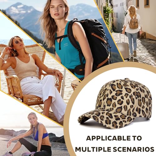 LUKIUP Casquette de Baseball léopard pour Homme et Femme, Casquette de Baseball rétro réglable pour l'été en Plein air Protection Solaire, Léopard Kaki – vue 5