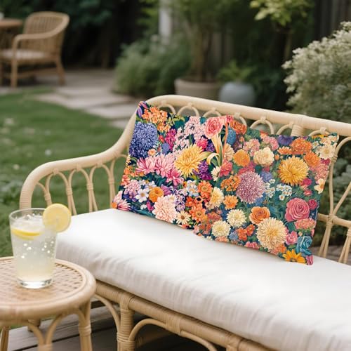 Housse coussin 35x35cm fleurs lavable et imperméable contre les taches
