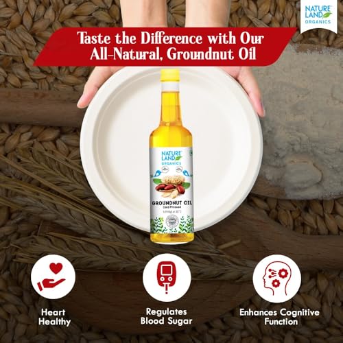 Image of Natureland Organics Sunflower Oil 1 LTR - Cold Pressed & Groundnut Oil /Peanut Oil 1 LTR - Cold Pressed