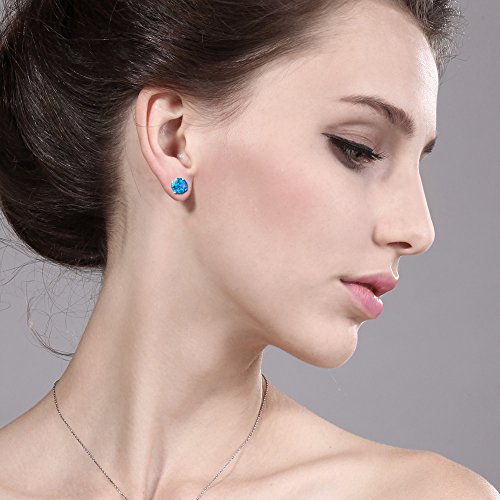 Gem Stone King 10K White Gold Gemstone Birthstone Stud Earrings | 6MM Round | White Gold Earrings For Women Men2