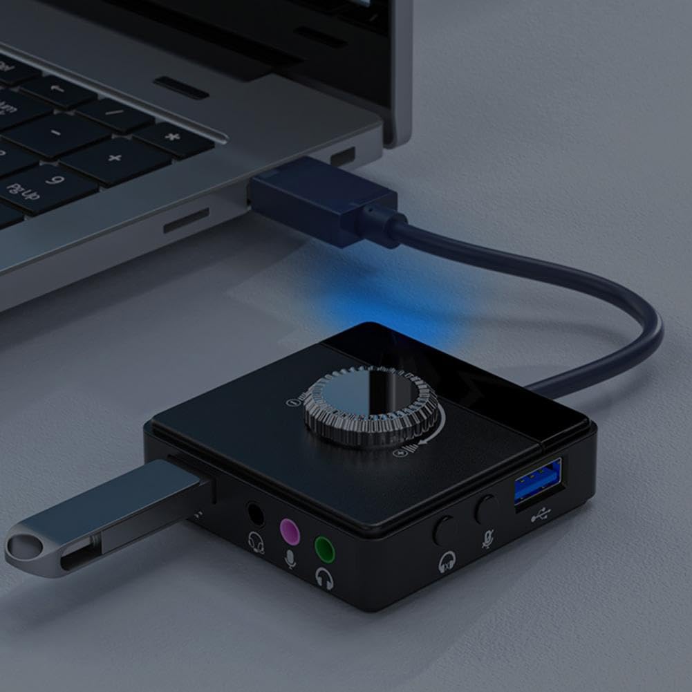 Zewnętrzna karta dźwiękowa USB gniazdo 3,5 mm regulacja głośności tablet mikrofon komputerowy telefon zewnętrzny adapter audio stereo komputer części zamienne akcesoria części