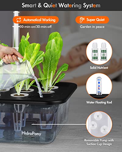 Hydroponics Growing System 12 Pods, 304 Stainless Steel Indoor Garden Kit for Herbs & Vegetables, 6L Large Tank, LED Grow Light, Auto Timer, Ideal for Family Gardening - Image 6