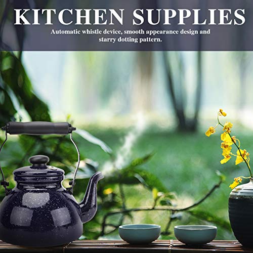 HEMOTON Apito de bule de chá esmaltado, apito, chaleira, fogão, água, chaleira, água, fervente, cozi