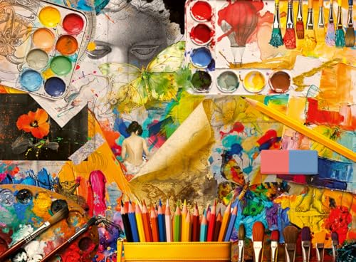Ravensburger Art Studio 500 Piece Jigsaw Puzzle – Colourful Collage of Art Supplies for Adults & Teens, Relaxing Creative Hobby & Mindful Gift
