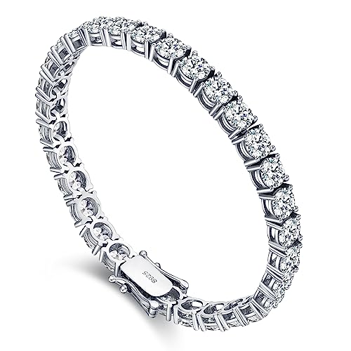 Moissanite Tennis Bracelet for Women, White Gold Plated 925 Sterling Silver Wedding Jewelry, 0.3ct(4mm) Diamond Tennis Bracelets with Gift Box(6/6.5/7/7.5 inch)3