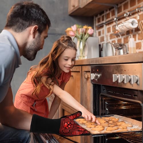 UBeesize Lengthen BBQ Gloves (Bear Paw), 1472°F Heat Resistant Grill Glove, 14 inch Fireproof Oven Gloves for Cooking, Non-Slip Fire Glove for Grilling, Barbecue, Smoker, Baking, Frying