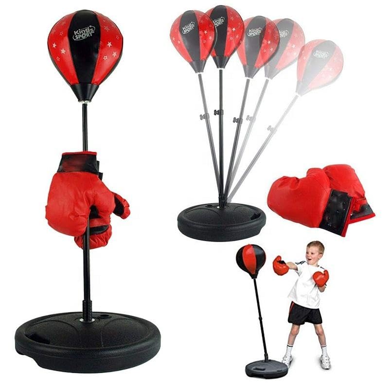 Image of Cable World Kids Punching Bag Set with Stand, Boxing Gloves & Air Pump | Adjustable Height Punching Ball for Kids | Indoor Outdoor Sports Toy for Boys & Girls | Exercise, Fitness & Stress Relief Toy