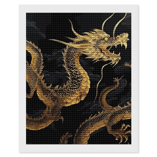 Kit d'art diamant adulte dragon jaune broderie diamant ronde