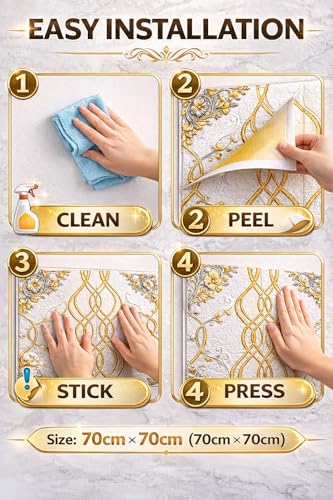 Image of Barebeauty 3D Wall Panel Wallpaper, Self Adhesive PE Foam Brick Sticker, Waterproof Wall Covering for Home Decor, 70 x 70 cm (Pack of 10, 52.7 Sq. Ft. Approx)