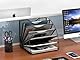 EasyPAG 6 Fächer Fächerförmig A4 Metall Büro Schreibtisch Organizer Dokumentenhalter Aktenablage Zeitschriftenhalter Briefablage Papier Magazin Organisator,Schwarz