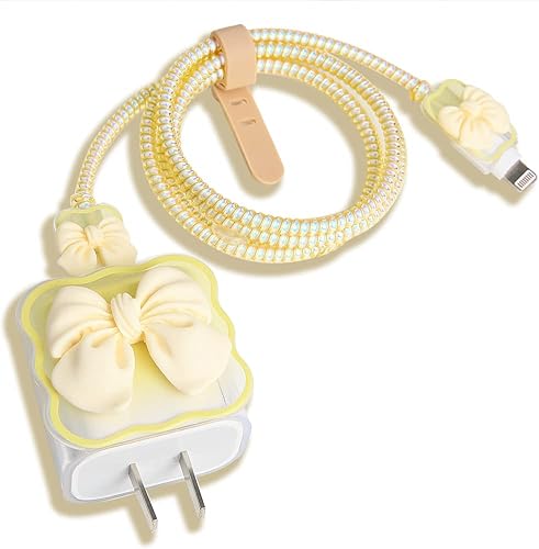 Miniatura 9 de Compatible con iPhone de 18 W/20 W, funda de cargador USB-C con bonito diseño de pajarita 3D, protector de cargador suave y transparente Kawaii,