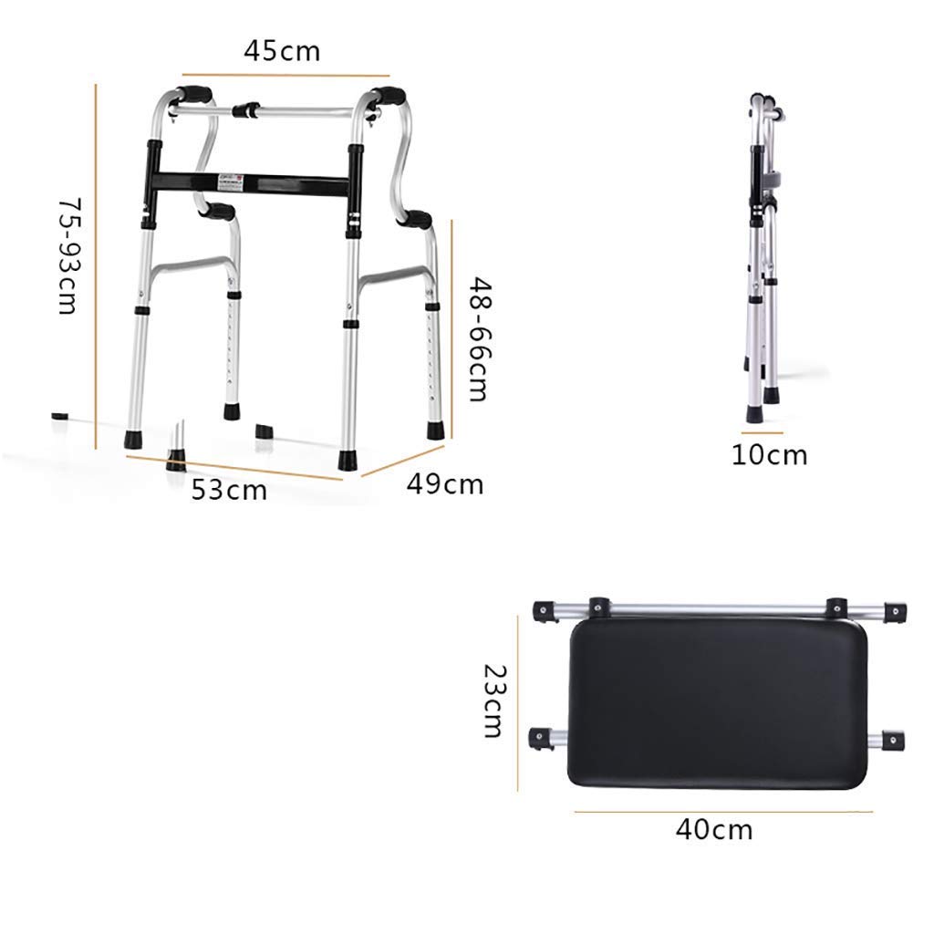 Aluminiowa składana pomoc do chodzenia, Rollator, chodzik 2 w 1 z siedziskiem PU i kołami, dla starszych chodzików 3-kołowych Present