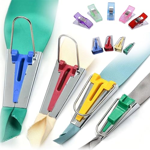 Cinta al Bies,4pcs Cinta Sesgo de Costura,Cinta de Bies para Costura de Tela,Herramienta de Costura,Bies Maquina de Coser,Cinta Bies De Tela,Tela Sesgada Herramienta,para Patchwork Bricolaj Artes