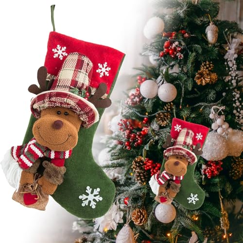 Reindeer Design Soft Fabric Vintage Style Christmas Stocking for Christmas - image 2