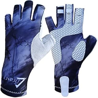 Drasry UV Protection Fishing Fingerless Gloves Men Women UPF 50+ SPF Gloves for Fishing Kayak Paddling Hiking Sailing Rowing Sun Gloves Gray-Black XL