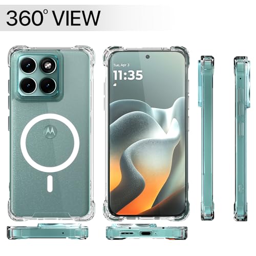 Image of Amazon Basics Back Cover for Motorola Moto Edge 70 Fusion 5G Mag-Safe Shockproof PC + TPU Protective Case Magnetic Support Bumper Case (Transparent Mag-Safe)