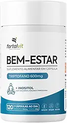 L-Triptofano 600mg + Inositol, Magnésio e Vitaminas B3 e B6, BEM-ESTAR - Longa Duração: 2 Meses de Uso,120 Cápsulas, Fortalvit