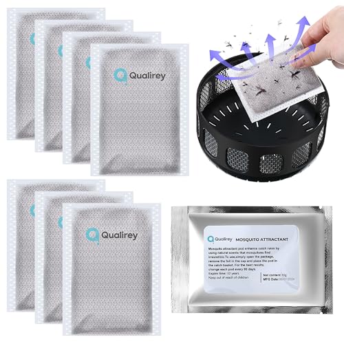 Qualirey 8 Pack Mosquito Attractant in Bulk, Lure for Bug Zapper Bait Refill Compatible with All Mosquito Trap Enhances Catch Rates for Indoor Outdoor Traps, Safe and Long Lasting