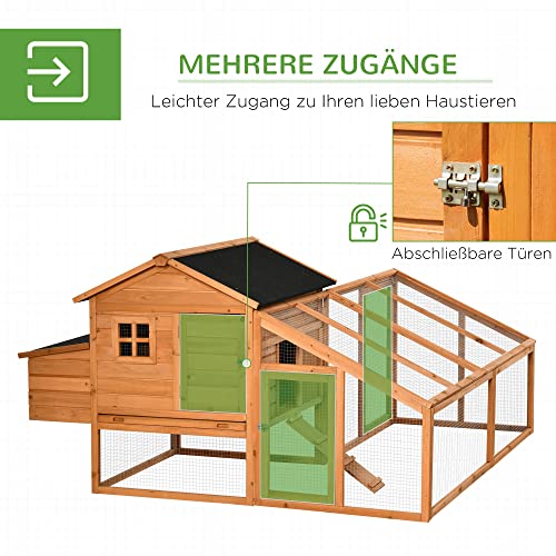 Pawhut Zwerghühnerstall Zwerghühnerhaus mit Nistkasten Zwerghühnervoliere mit Asphaltdach Gehege Geflügelstall… – Bild 6