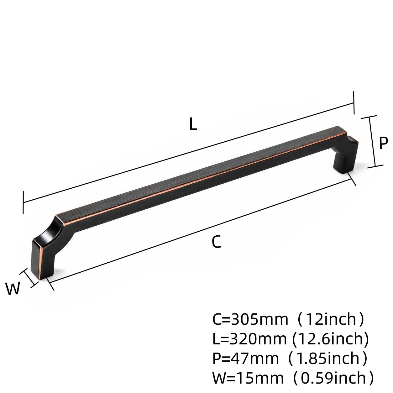 KHTUMEWARE-DB346 Oil Rubbed Bronze Appliance Pulls CTC 12 in (305 mm) in Oil Rubbed Bronze — KHTUMEWARE
