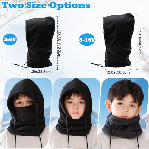 Image of Kids Balaclava Winter Hat Set, Fleece Ski Face Mask with Touchscreen Anti-Slip Warmer Gloves for Boys Girls 3-8 8-16Y