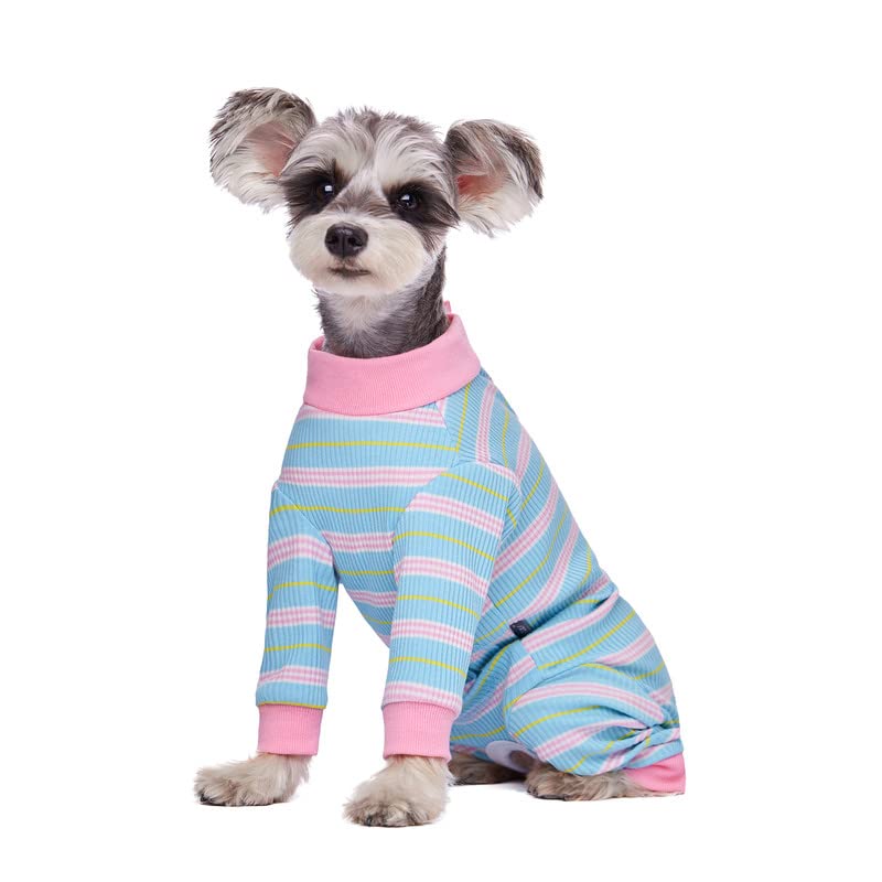 Image of Dog Surgery Recovery Suit for Small Dogs, 4-Legged Dog Onesie After Surgery with Back Snaps, Breathable Cotton Spay and Neuter Bodysuit for Female and Male Dogs