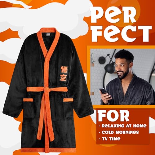 Dragon Ball Z Mens Fleece Plush Robe, Long Warm Bathrobe for Men, Fleece Robe3