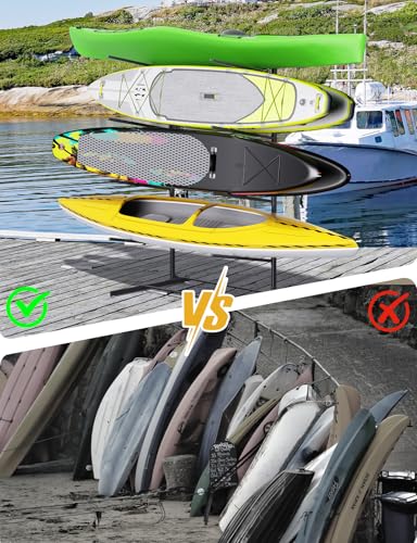 sogiv Freestanding Kayak Storage Rack, Metal Kayak Racks, Heavy Duty Kayak Holder, Freestanding Kayak Stand, Canoe Rack for Garage & Outdoor Storage, for Kayaks, Canoes, Surfboard & Paddleboard - image 7