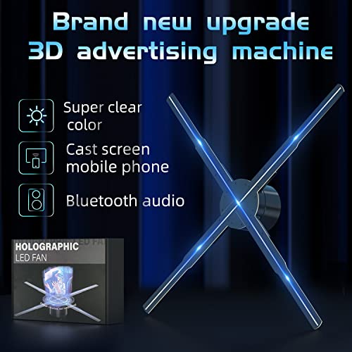 Image of 3D Hologram Fan, 20.5 inch Hologram Fan 2000*1228PX Resolution 614pcs HD LED Beads, Holographic Video Advertising Projector Support APP /WIFI /Remote /Bluetooth Audio (52CM)