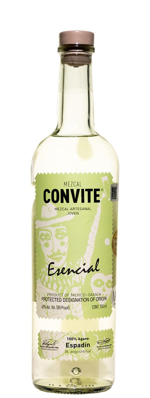 Convite Esencial Joven Mezcal 70cl, 40% ABV - Premium Mexican Mezcal, Artisanal Mescal - Oaxaca-Origin Tequila for neat cocktails, 100% Agave Tequila