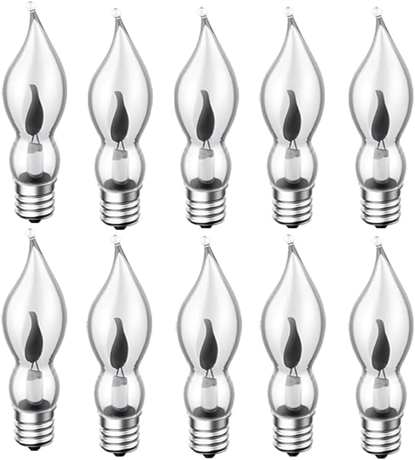 Replacement Flicker Candle Light Bulbs for Christmas Arches and Bridges 1.5 Watt 230 Volt E10 Screw Fitting RF7 (10)