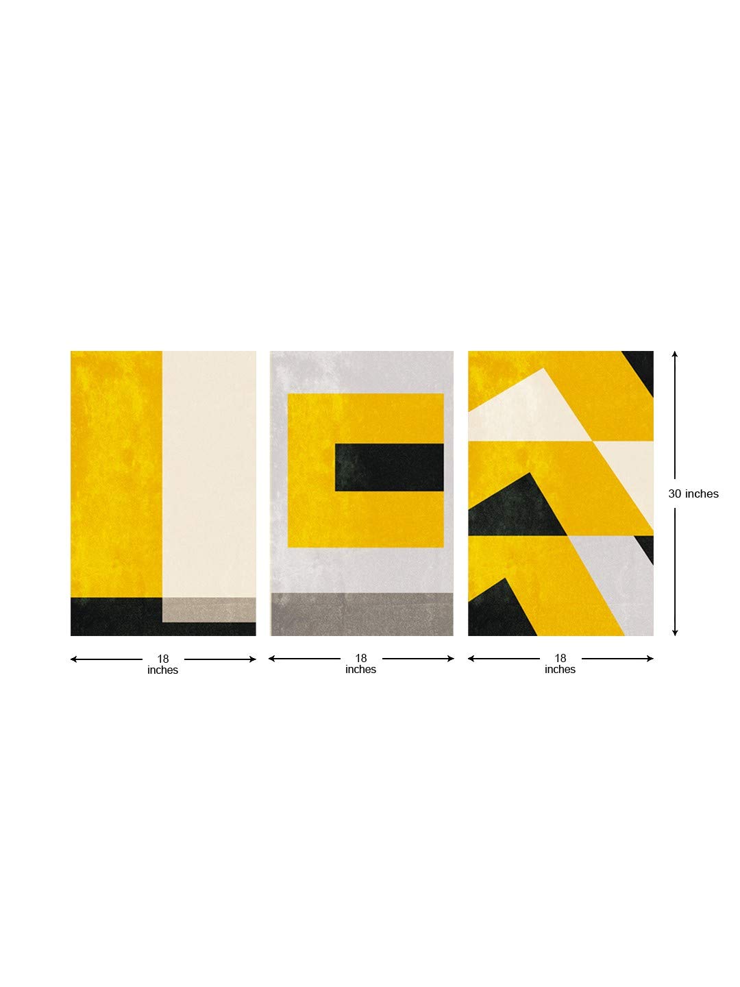 999Store wooden stretched abstract big frames for wall decor Abstract Yellow Black Gray Wall Art paintings for living room big size abstract canvas paintings multi frames (Set of 3 Canvas 54X30 Inches ) 3FCanvas212 3
