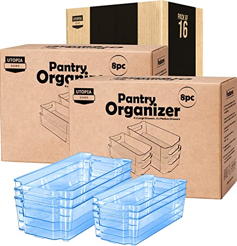 Utopia Home - Fridge Organizers and Storage Clear- Set of 4 Large Refrigerator Organizer Bins - Pantry Organizers and Storage - Clear Plastic Storage Bins For Home and Kitchen Organization